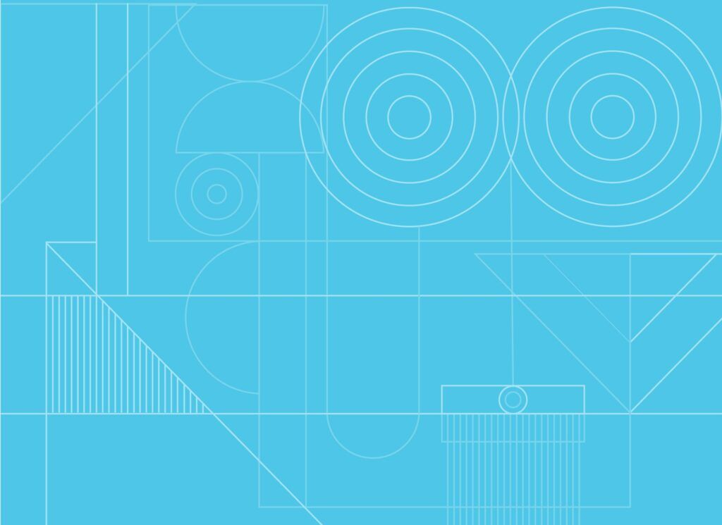 Decorative pattern, colorful light blue geometric lines.
