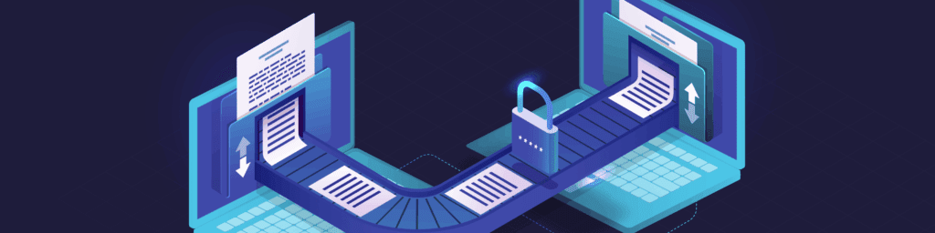 Illustration of secure data moving between systems.