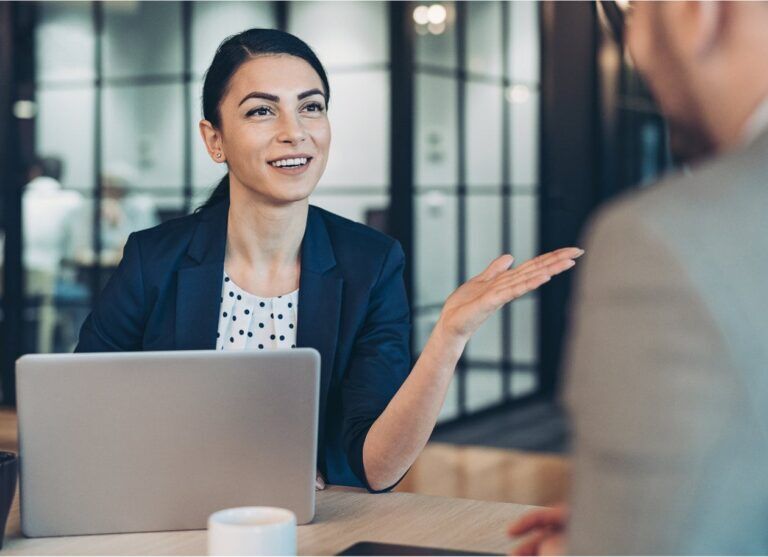 Person interviewing for a job.