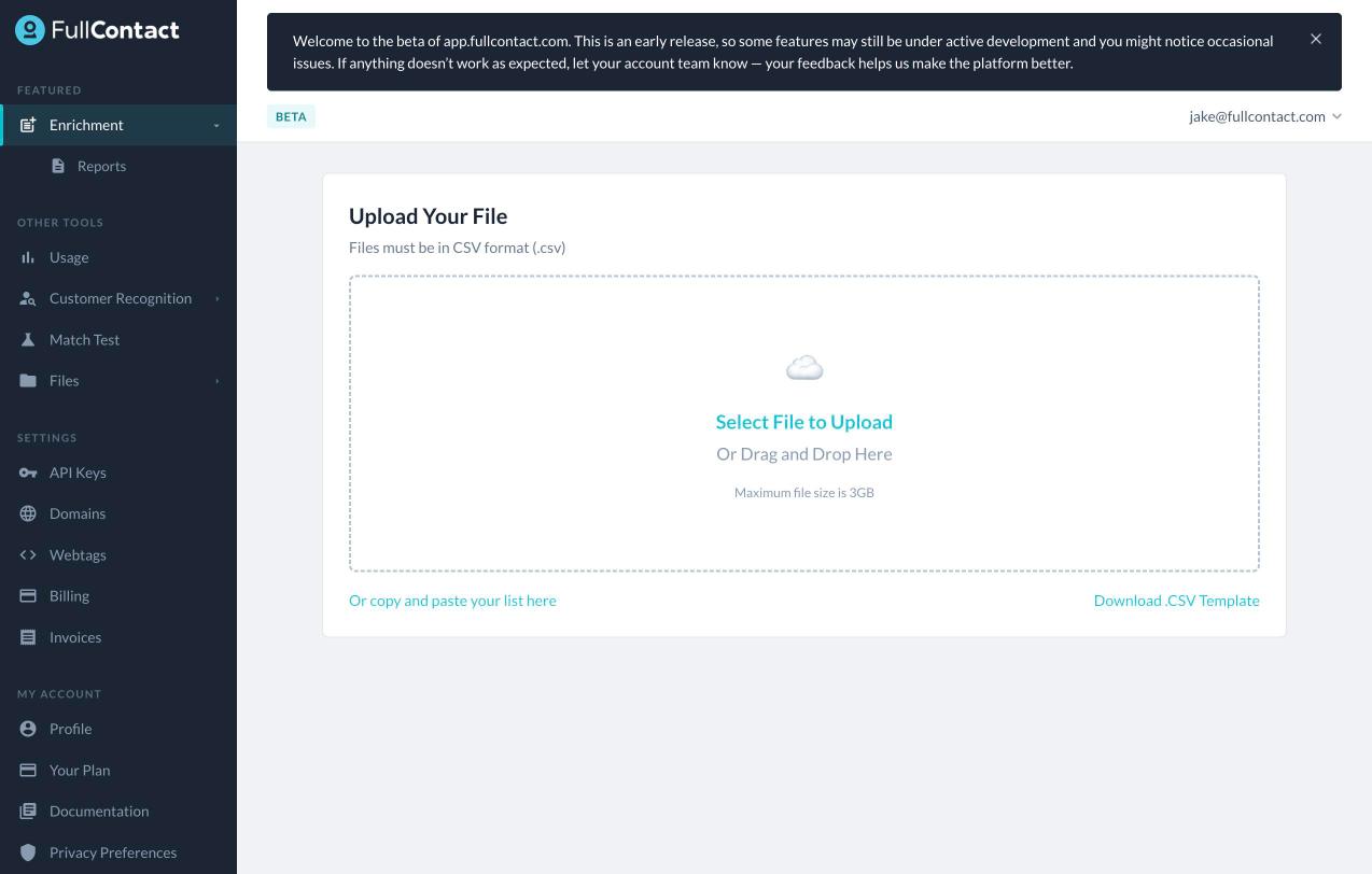 Enrichment > Upload Your File, screenshot.