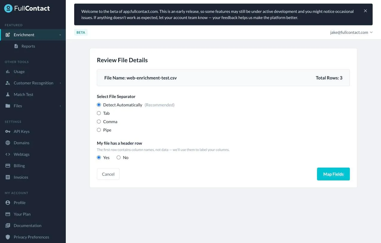 Enrichment > Review File Details, screenshot.