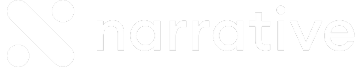 Narrative logo, all white.